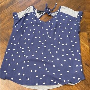 Stylish Blue and Gray Polka Dot Short Sleeve Top
